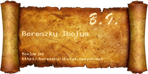 Bereszky Ibolya névjegykártya